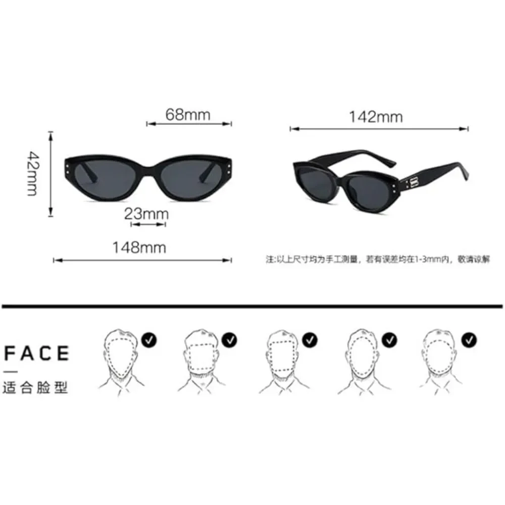 Small Oval Cat Eye Sunglasses Glasses Black Shades UV400 Eyeglasses